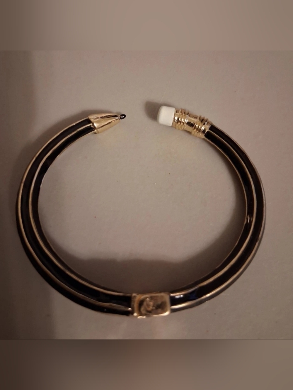 Plunder Gold and Black Pencil-Accent Open Cuff Bracelet
